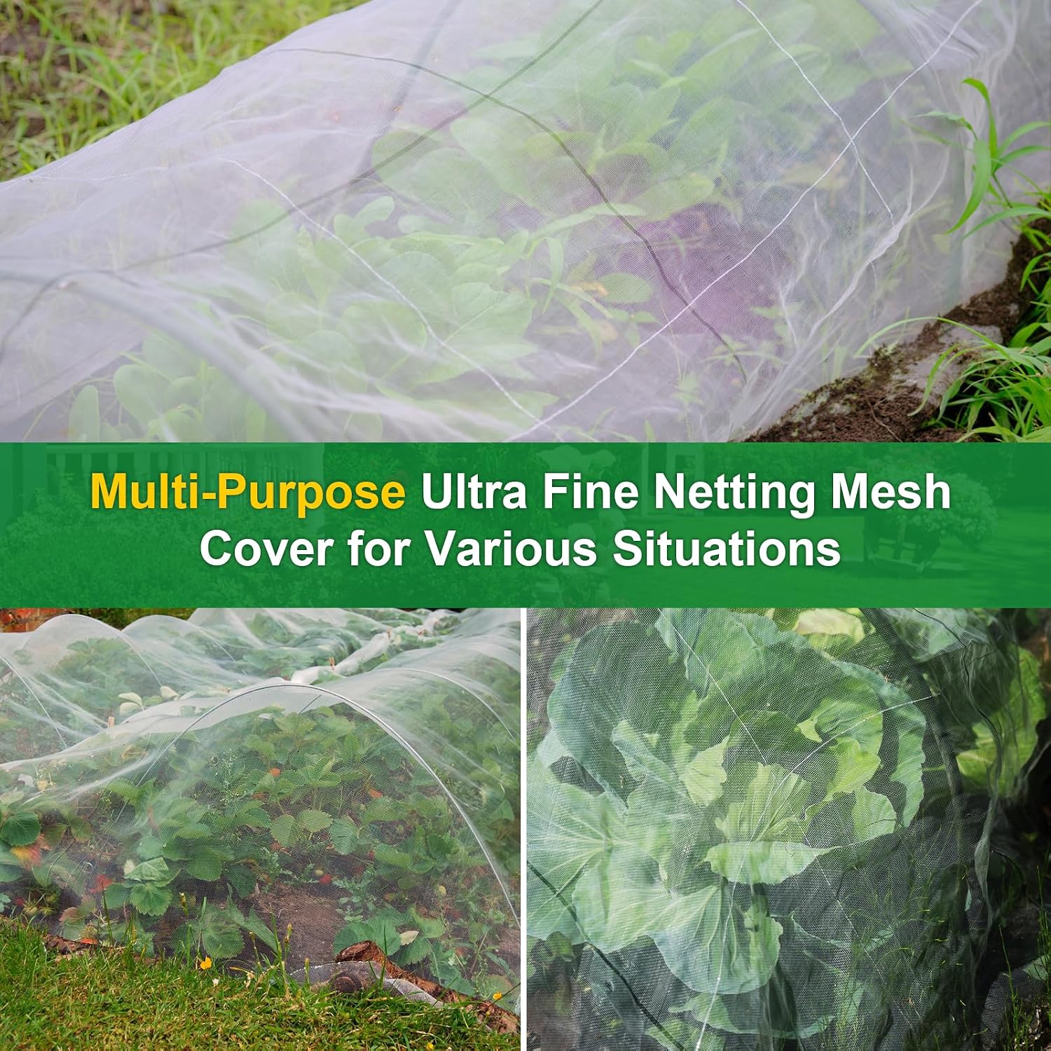 NONMON Garden Netting 10 x 50FT Ultra Fine Mesh Netting Insect Netting | Plant Covers Bird Mosquito Netting Pest