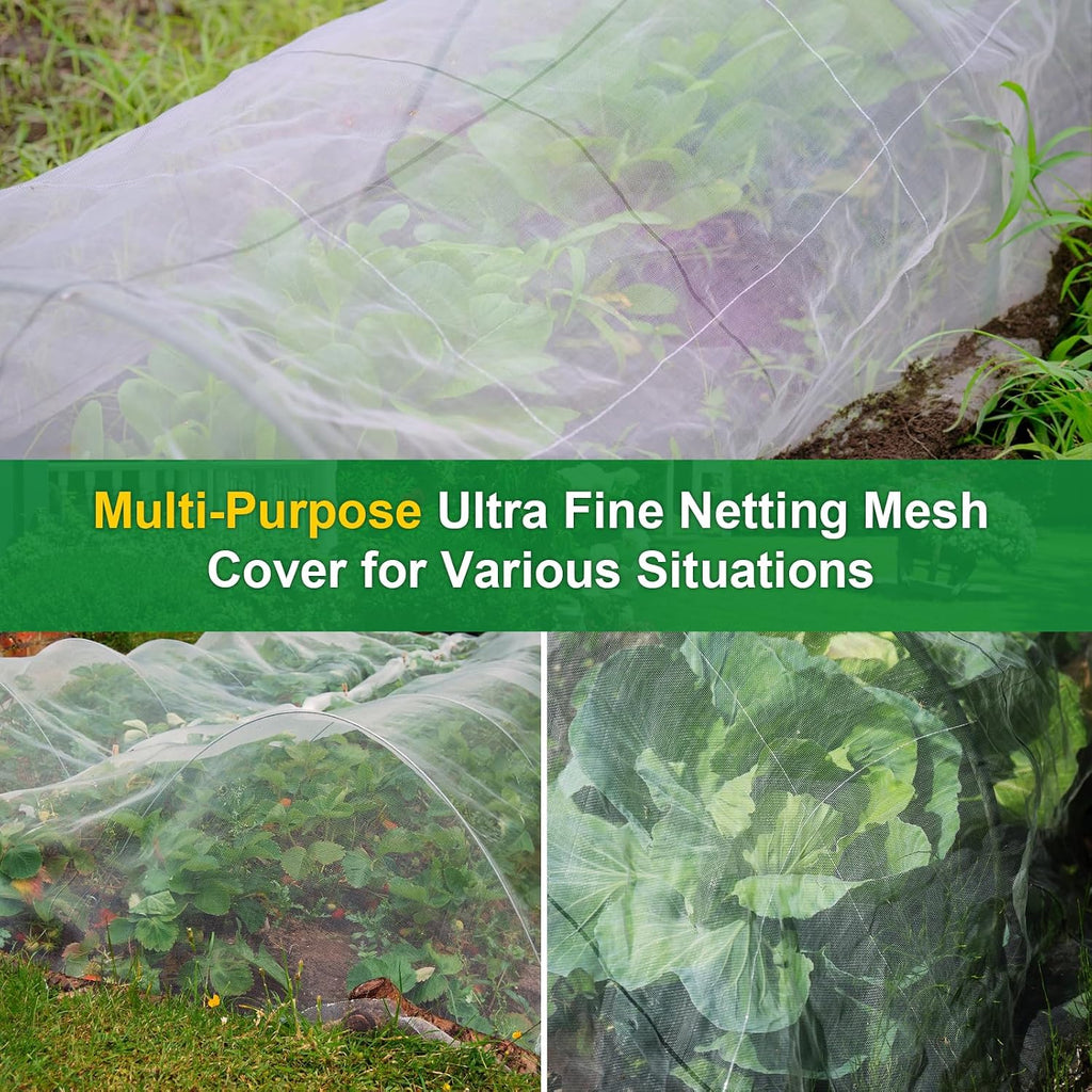 NONMON Garden Netting, 2 Pack 10x33FT Ultra Fine Mesh Insect Netting | Pest Barrier Protection Plant Row Cover Mosquito