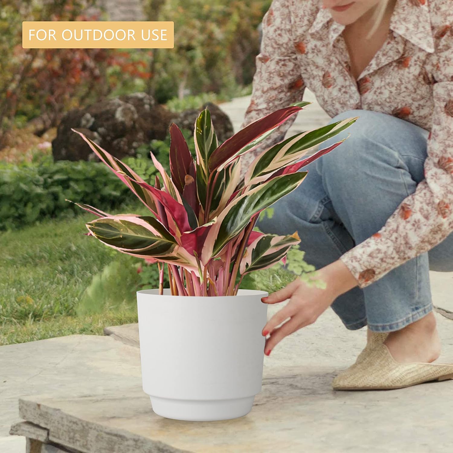 kubvici Plant Pots for Indoor Plants, 2 Pack 10 Inch Plant Pot Plastic Flower Pots Planters with Drainage Saucer for