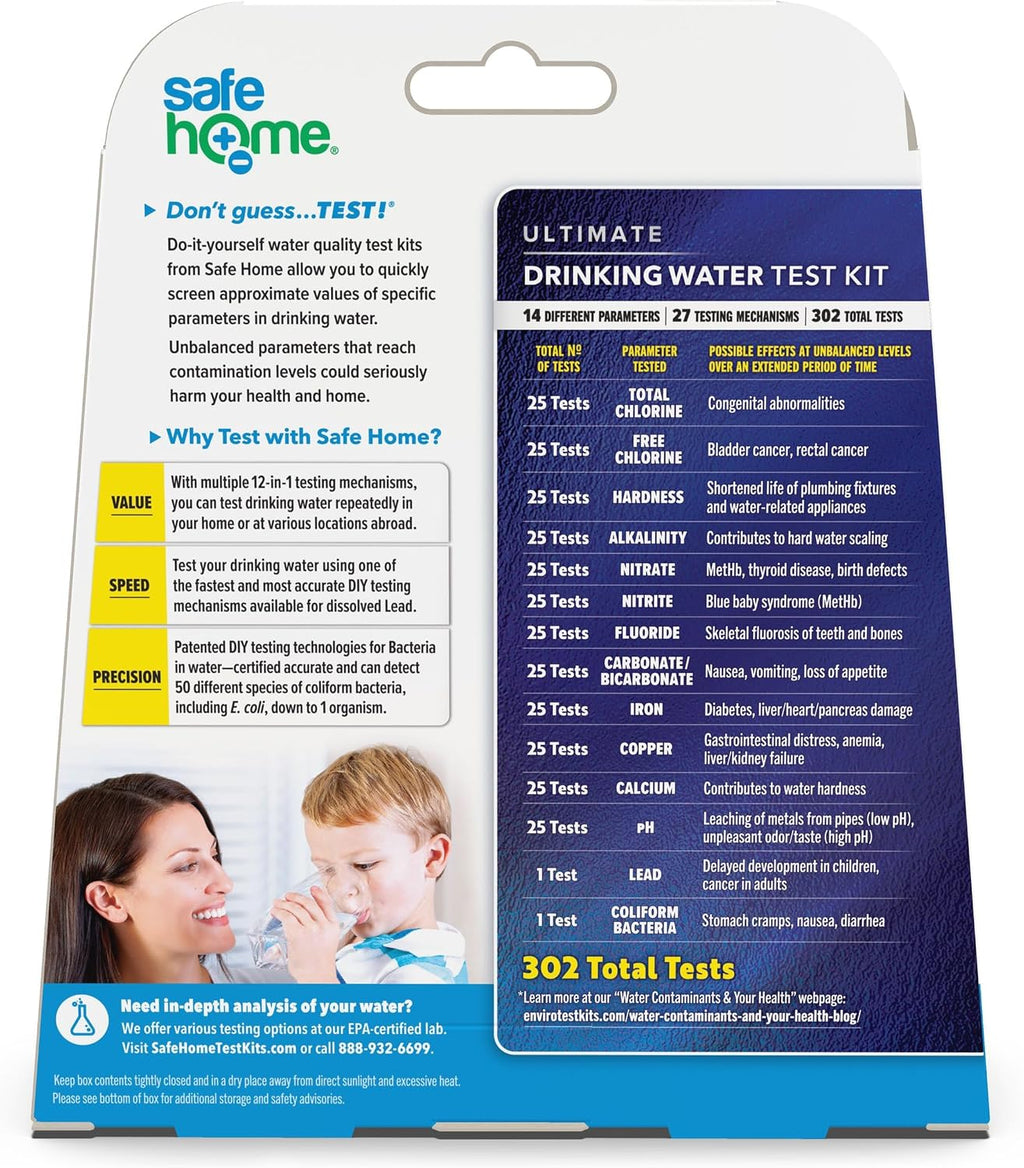 Safe Home® 14-in-1 DIY Ultimate Drinking Water Test Kit – Includes The Selling Lead & Bacteria Test Kits + 12