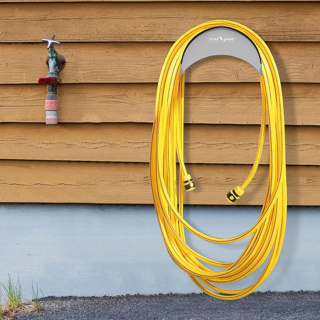 FLORA GUARD 2 Pack Garden Hose Holder, Heavy Duty Hose Hanger | Wall Mount Hose Rack Holds Up to 125 ft, Rust Resistant