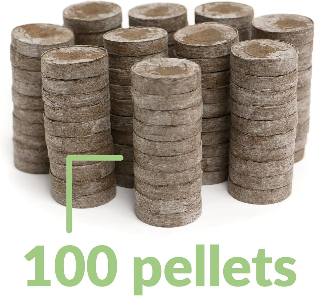 100 Count- Jiffy 36 MM Peat Soil Pellets Seeds Starting Plugs: Indoor Seed Starter- Start Planting Indoors for