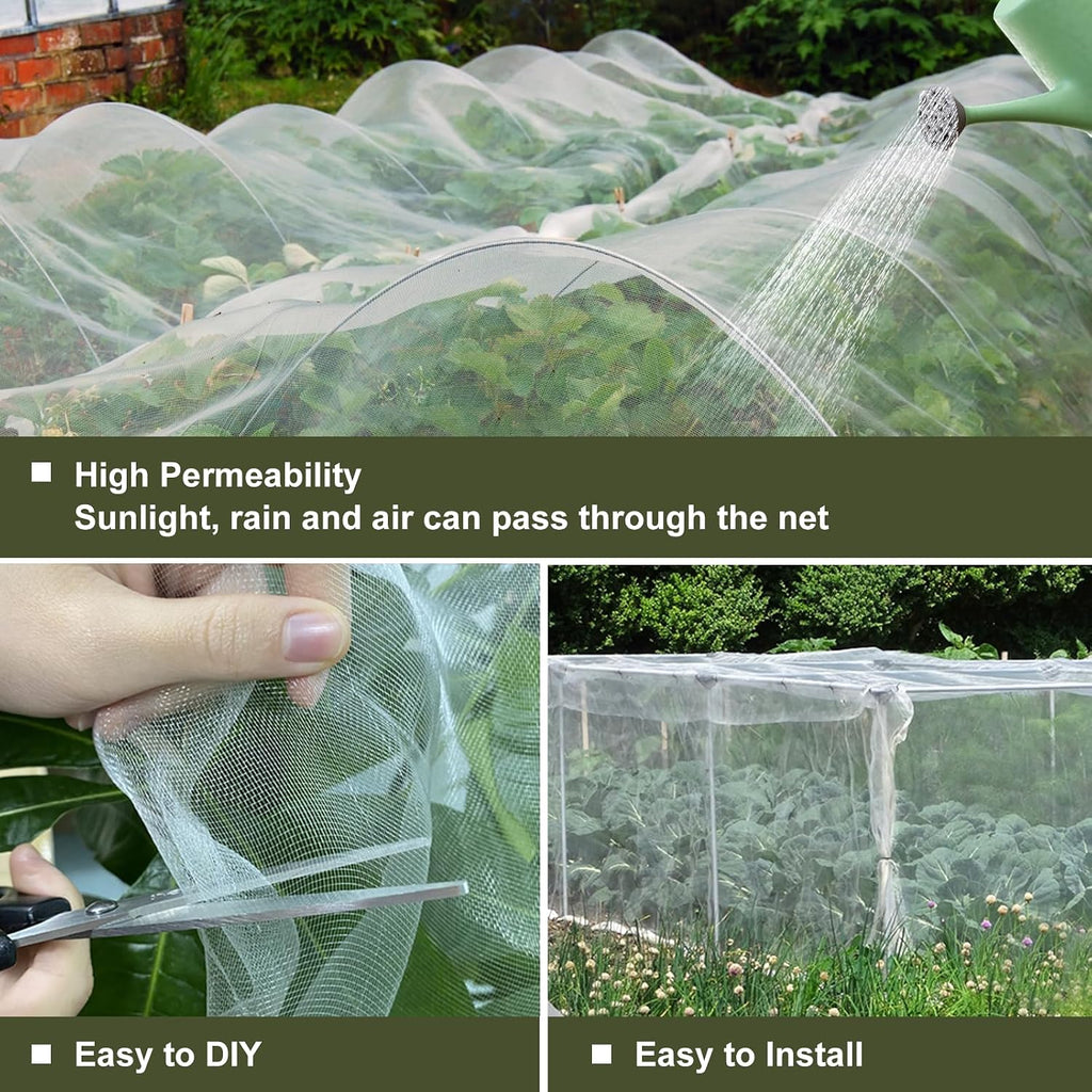Garden Netting Pest Barrier, 10x50 FT Ultra Fine Mesh Insect Netting | Plant Cover for Raised Beds, Vegetables