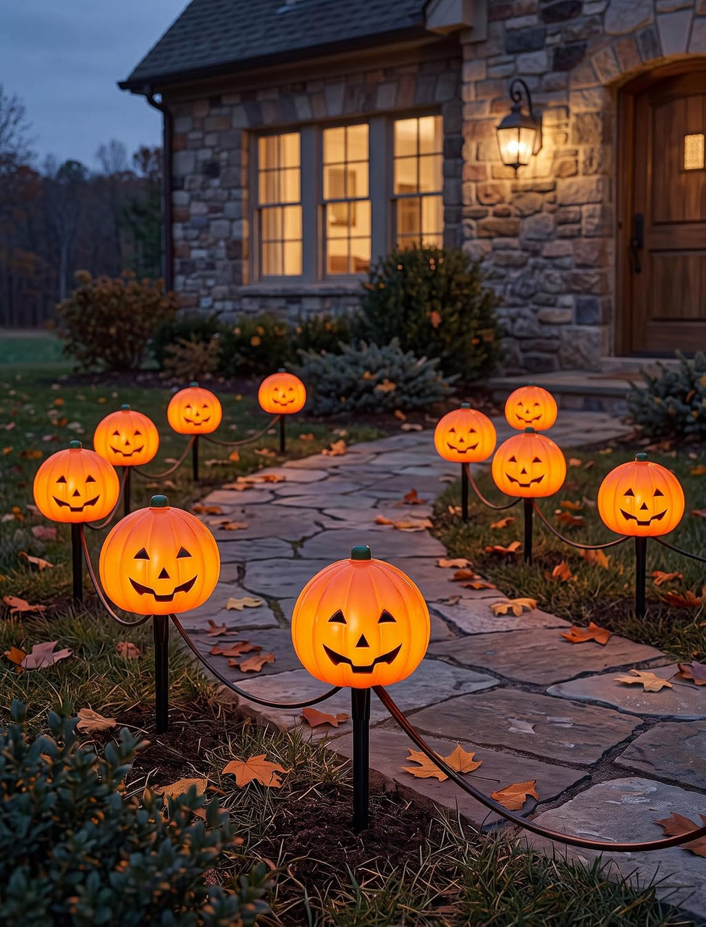 3 Packs Halloween Garden Stakes, Stacked Metal Pumpkins Jack-o-Lantern LawnDecor, Halloween Decorative 3D Pumpkin Yard Signs Stake for Outdoor Front Garden Pathway Decorations