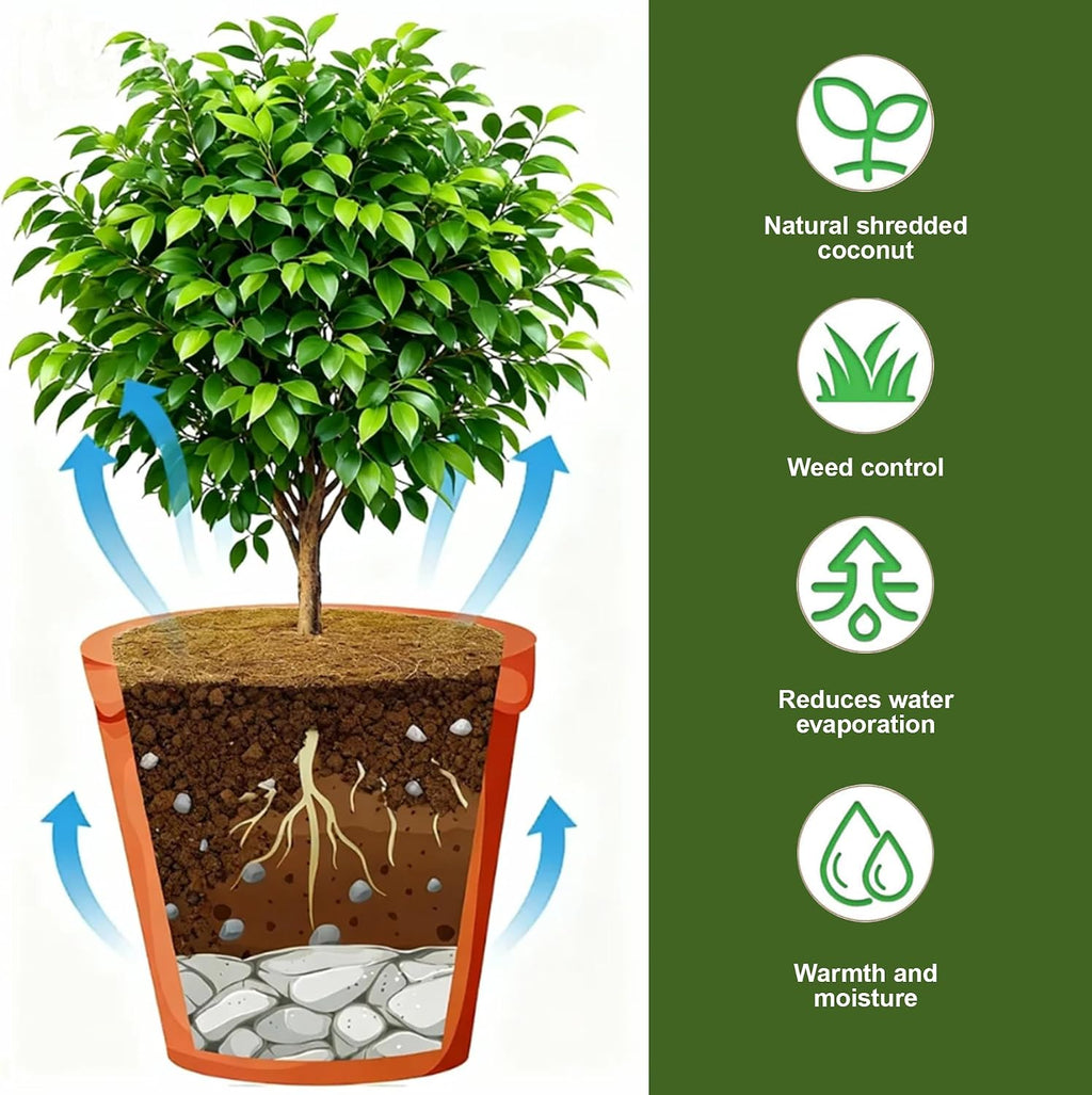 4 Pack 15.7 Inch Coconut Fiber Mulch Ring - Natural Coco Coir Tree Ring Protector Mats, Weed Barrier Plant Discs for
