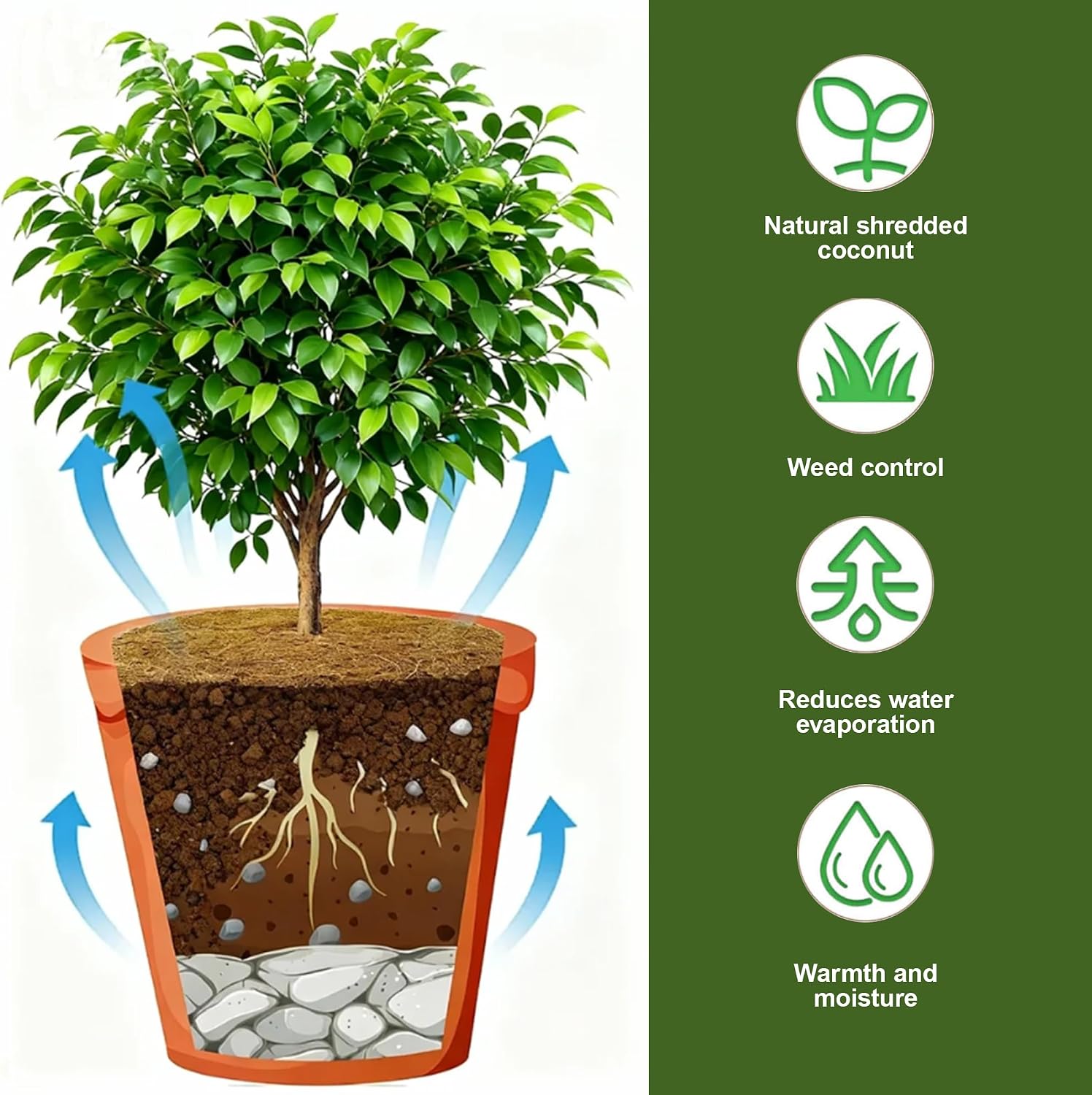4 Pack 15.7 Inch Coconut Fiber Mulch Ring - Natural Coco Coir Tree Ring Protector Mats, Weed Barrier Plant Discs for
