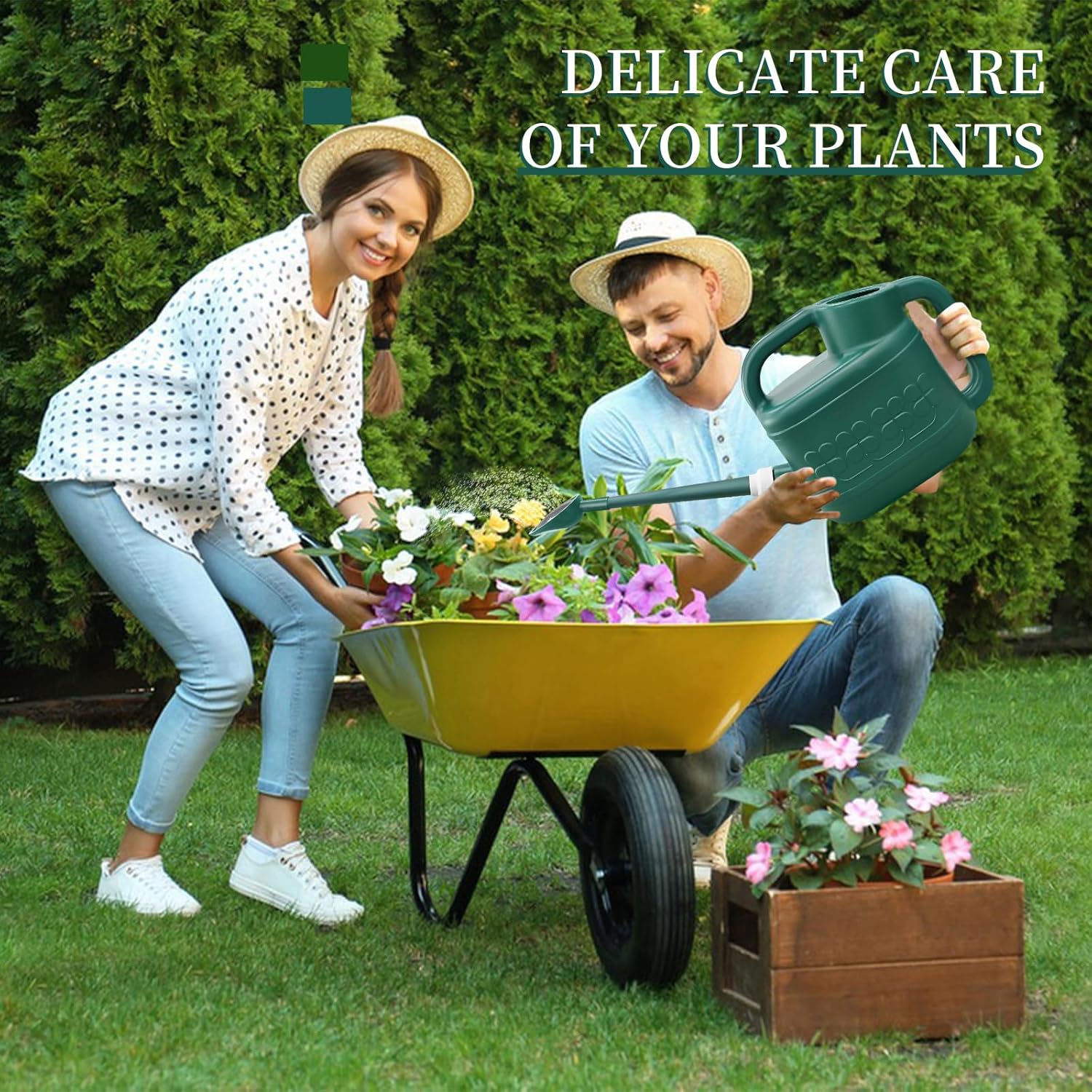 2 Gallon Watering Can, Large Garden Watering Can for Outdoor Plants | Removable Long Spout, Detachable Stainless Steel