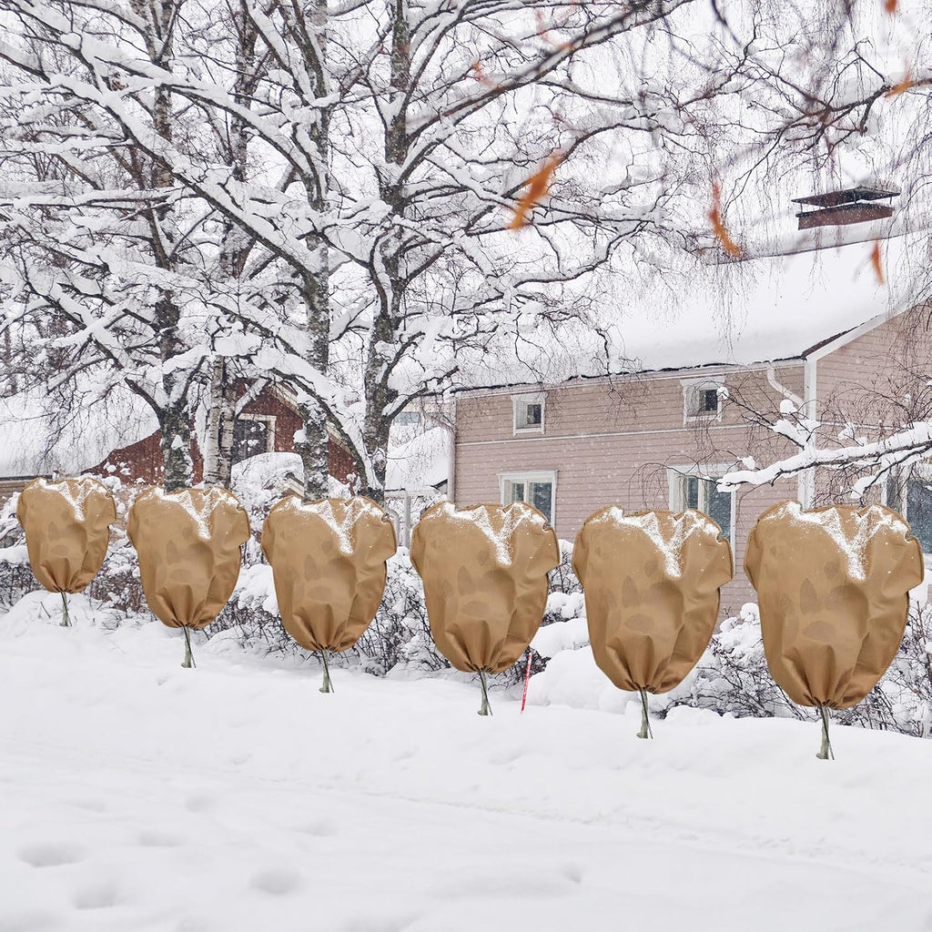 12 Pcs Winter Plant Covers Freeze Protection Reusable Plant Protector Bag with Drawstring Warm Shrubs Cover Frost