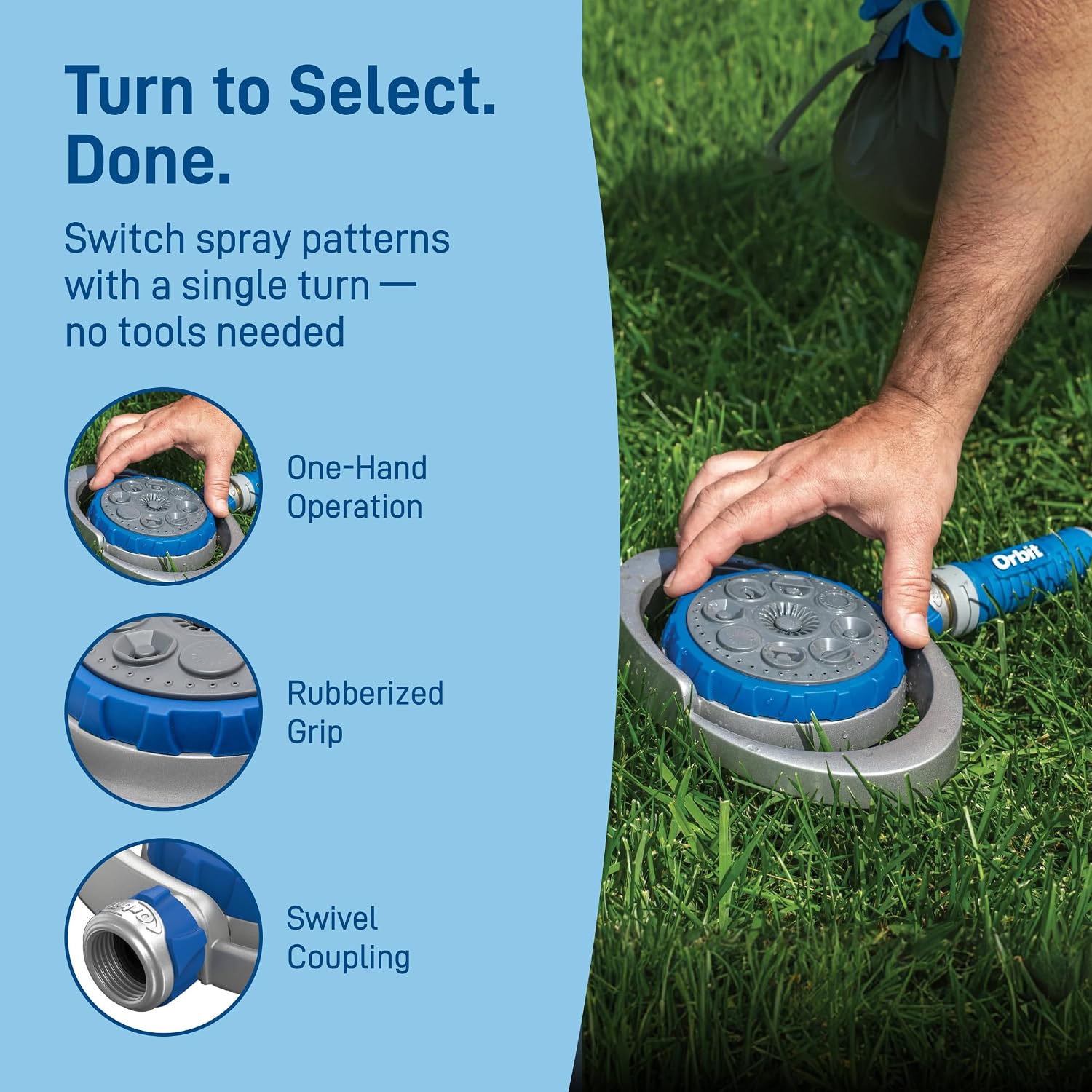 Orbit Elevated Metal 8-Pattern Turret Sprinkler, 28252