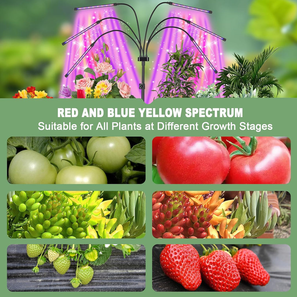 Mefflypee Grow Lights for Indoor Plants, LED Grow Light Stand, Red Blue Yellow Full Spectrum Plant Lamp with Adjustable