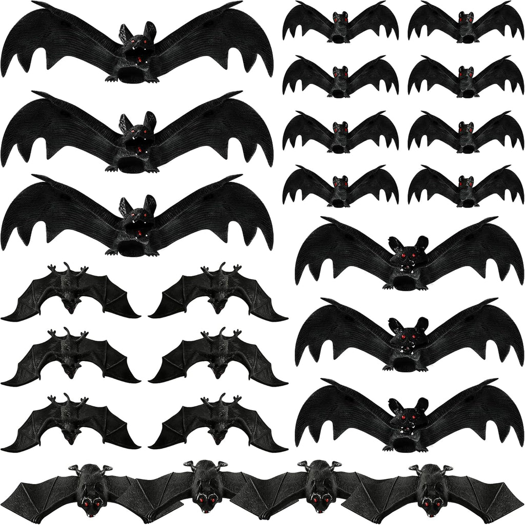 24PCS Halloween Hanging Bats, 5 Sizes Realistic Bat Decorations