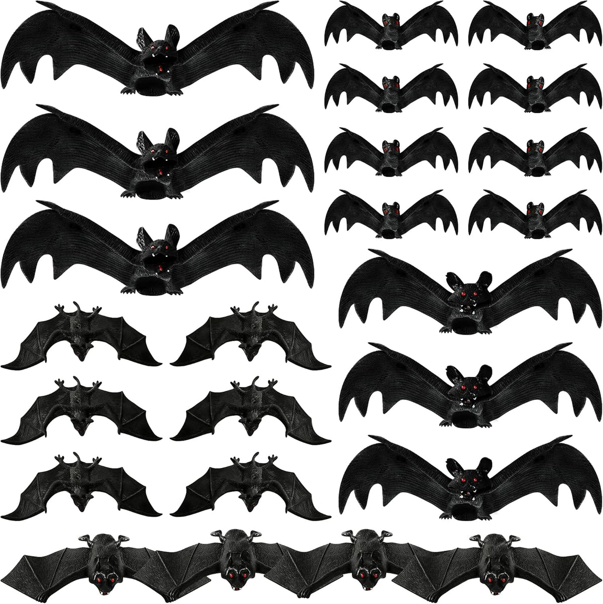 24PCS Halloween Hanging Bats, 5 Sizes Realistic Bat Decorations