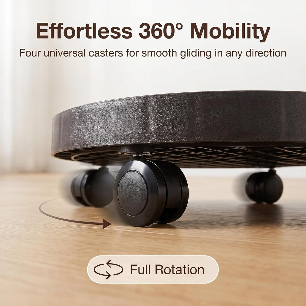 2 Pack of 12.6 Inch Planter Caddies Rolling Saucer Caddy with Wheels, Heavy Duty Wheeled Stand for Potted Plant, Round