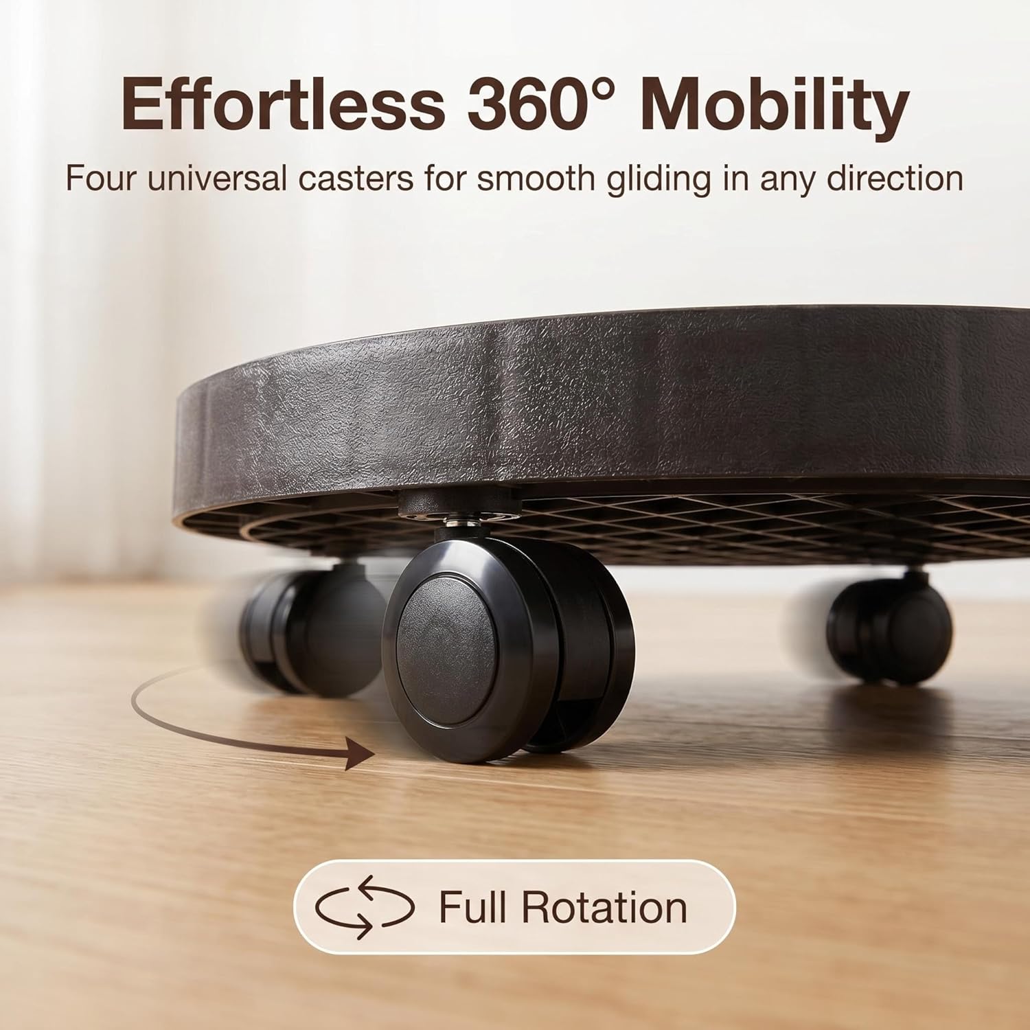 2 Pack of 14.2 Inch Planter Caddies Rolling Saucer Caddy with Wheels, Heavy Duty Wheeled Stand for Potted Plant, Round