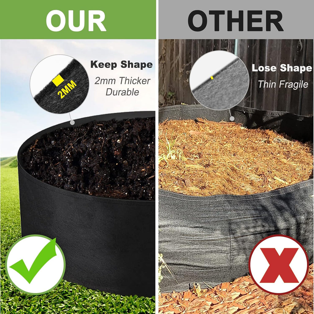 Grow Bag, 2-Pack 50 Gallon Fabric Pots Round Raised Garden Bed Planter | Breathable, Reusable, for Planting Herb