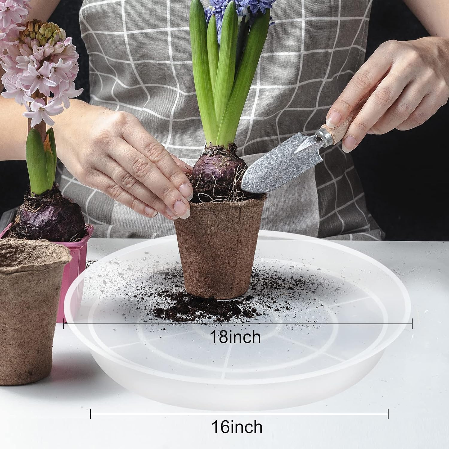 OUPSAUI Plant Saucer Pot Tray, 6 Pack Clear Plant Saucers for Indoors, Large Plastic Dish Suacer Water Drip Tray for