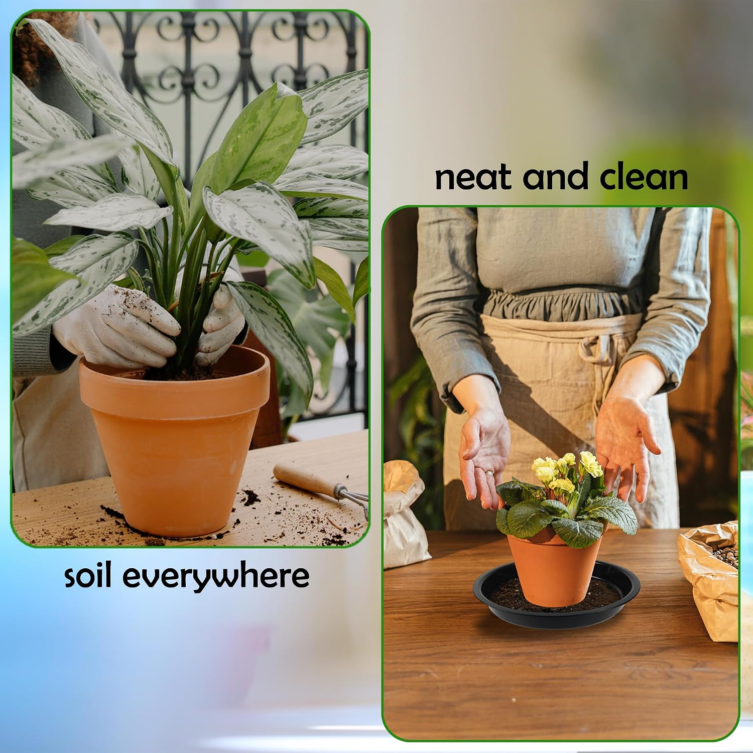 8 Pack 18 Inch Round Plant Saucers for Less 16 Inch Pot Indoors Outdoors Plant Trays for Pots Planter Saucer Plastic