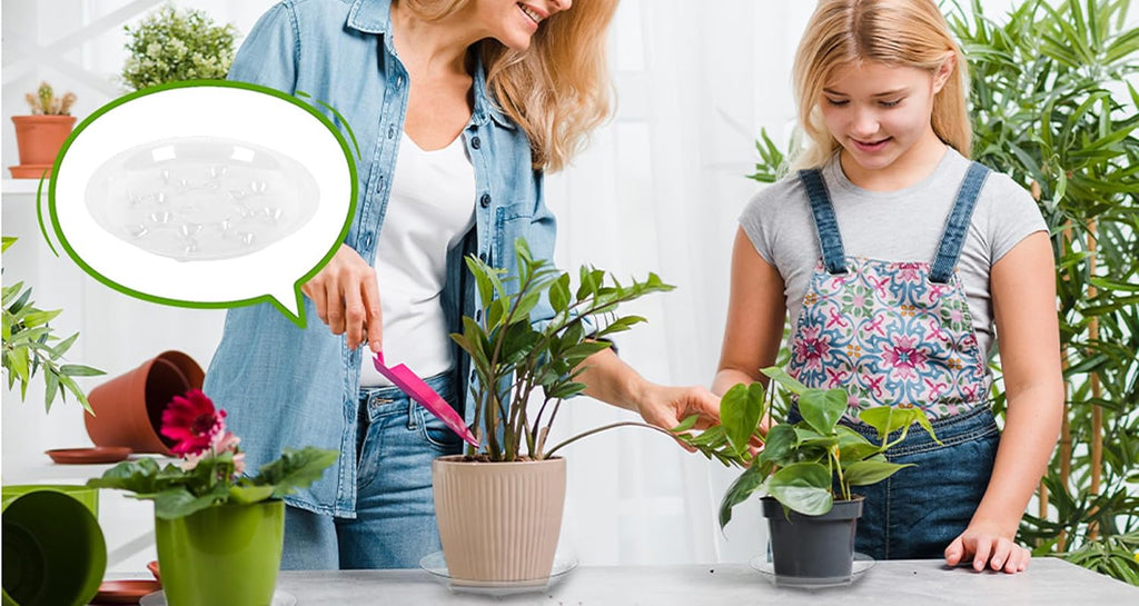 ZZPYXIA 5 Pack Clear PET Plant Drip Tray Plastic Heavy Duty Plant Saucer Drip Trays for pots,Plate Water Catcher, Plant