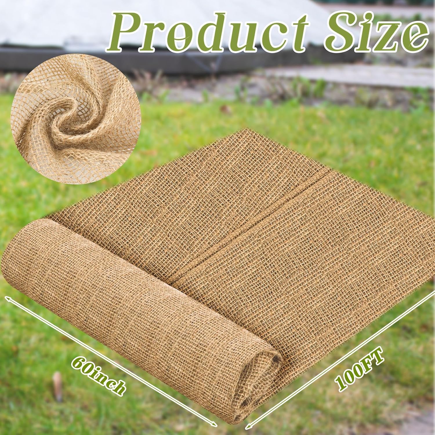 60 Inch x 100 ft Burlap Fabrics Roll Natural Burlap Garden Multipurpose Weed Barrier Garden Landscape Blankets Cloth