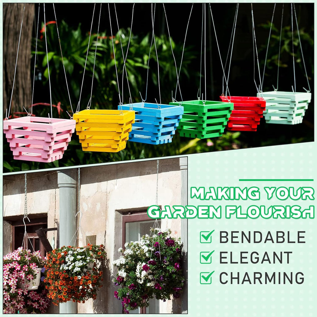 Mixweer 12 Pcs 24 Inch Wire Plant Hangers for Hanging Baskets 4 Strand Hanging Basket Wire Hangers Hook Flower Pot