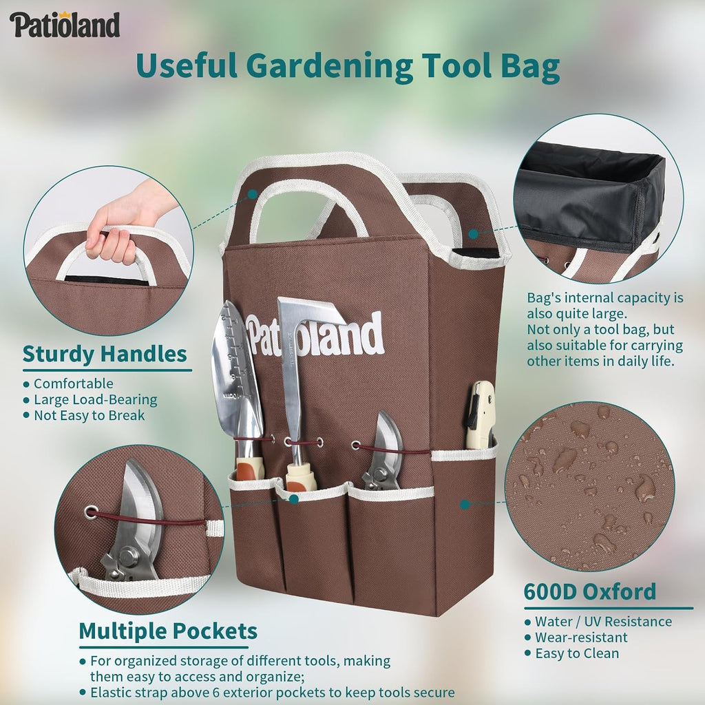 Brown Garden Tools Set 26-Piece, Gardening Gifts for Women Men | Aluminum Gardening Hand Tools w/Ergonomic Handles