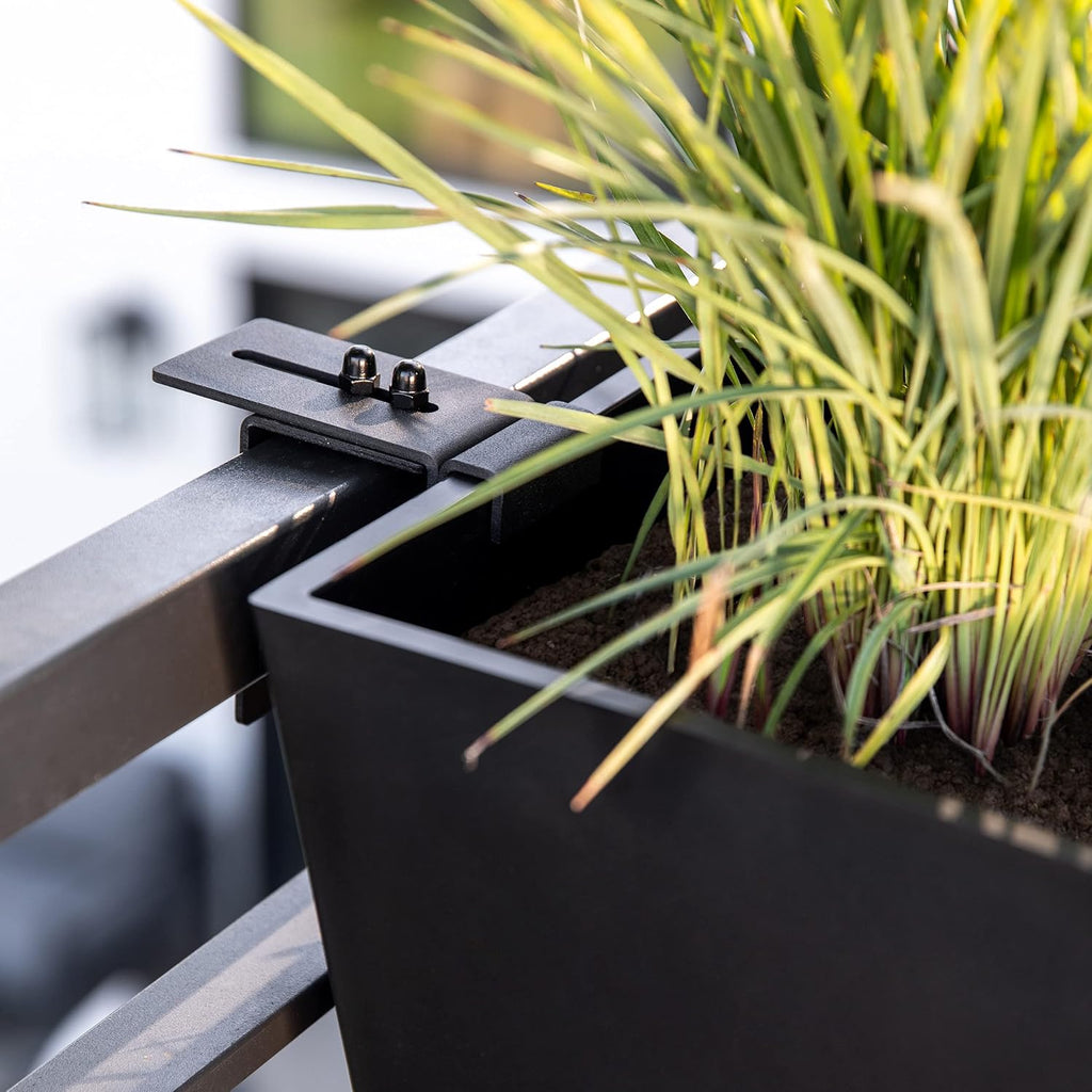 Veradek Pure Series Railing Planter - Tapered Window Box with Bracket | Made From Durable Plastic With Adjustable Metal