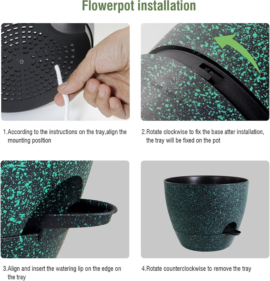 WSMKSZ 12/10/9 inch Large Self Watering Pots, Planter, Plant Pots with Mesh Drainage Holes for Indoor Outdoor Garden
