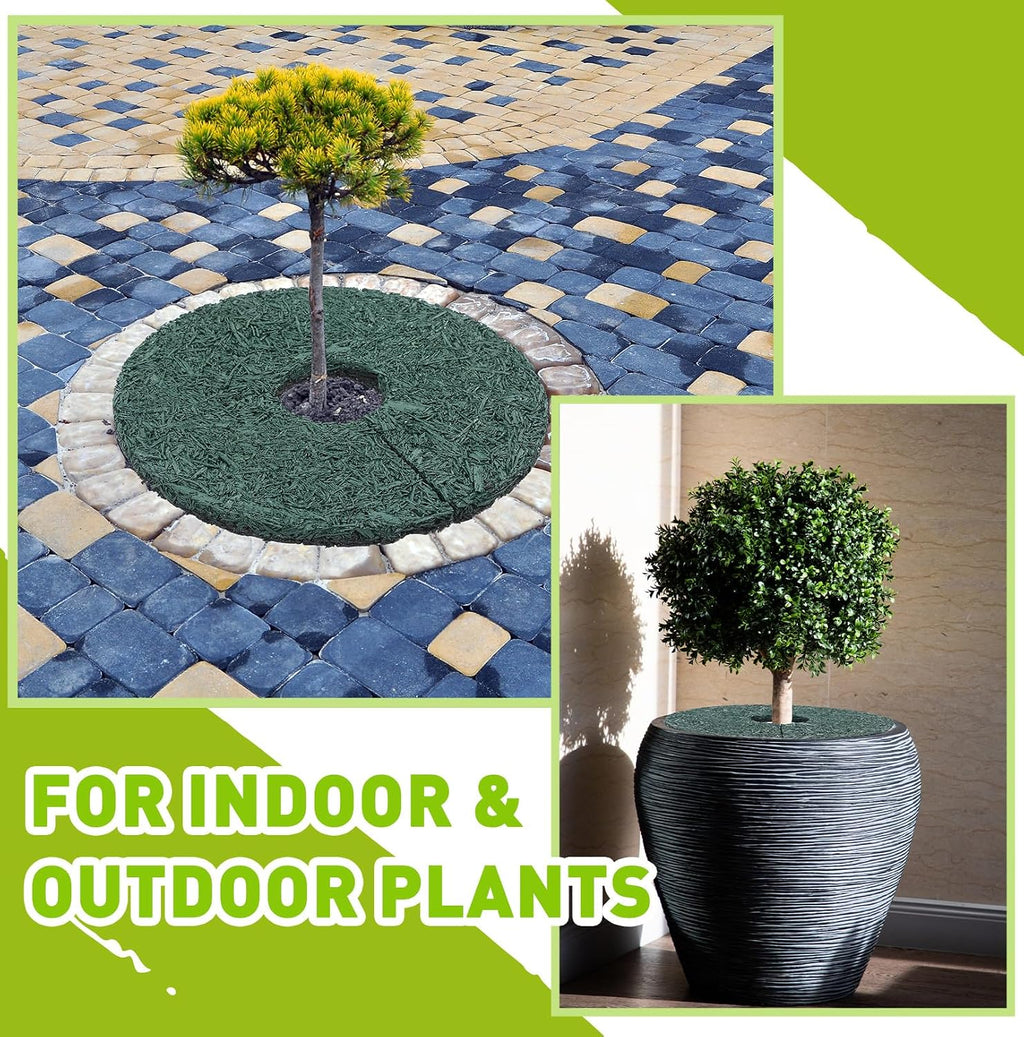 Peryiter 4 Pcs Double Side Rubber Mulch Tree Ring 12 Inch, Heavy Duty Rubber Mulch Mat, Tree Root Protector Mat