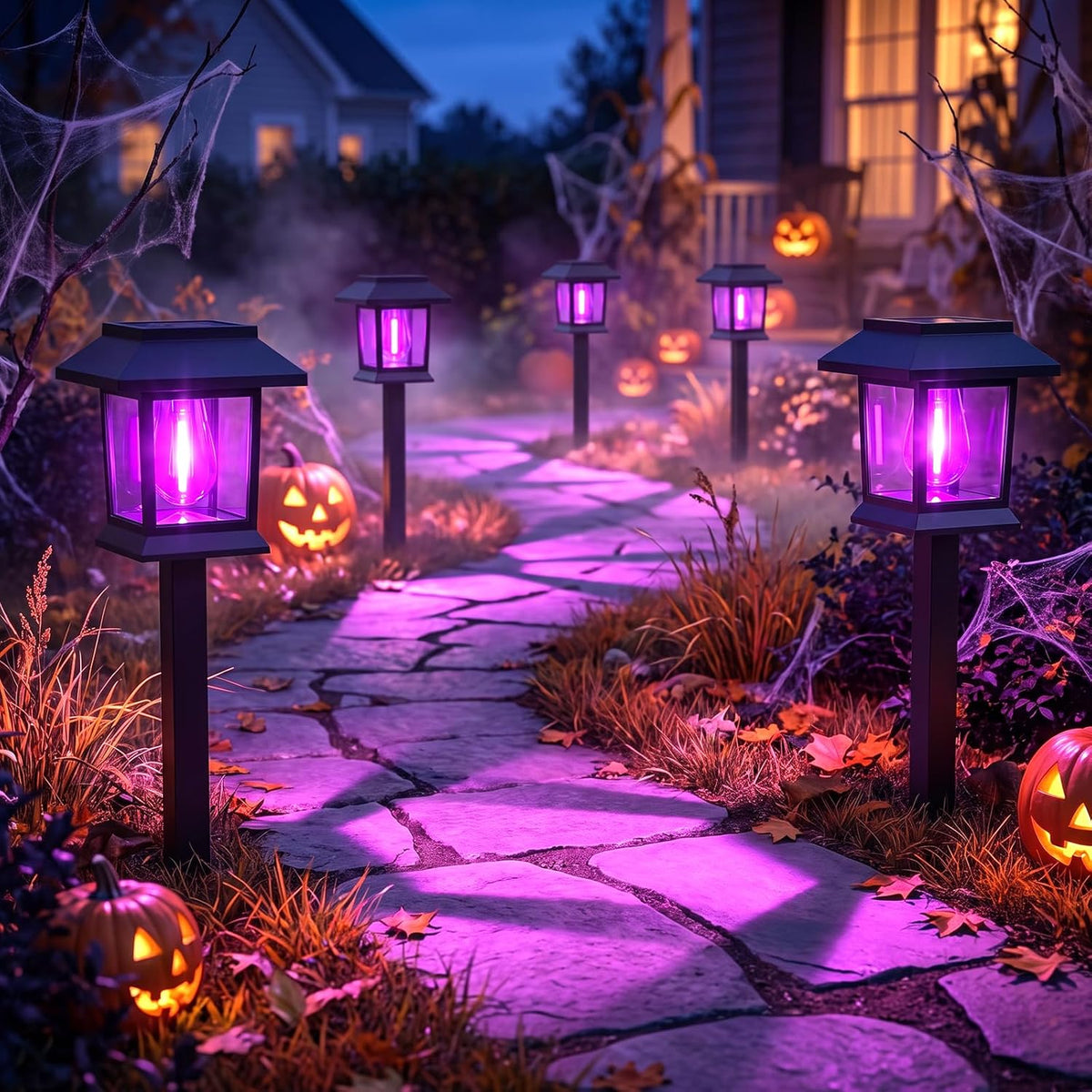 Greluna Solar Lights Outdoor,12 Pack Purple Waterproof Auto On/Off Solar Pathway Lights for Your Garden, Landscape, Path, Yard, Patio, Driveway,Walkway Halloween Decor