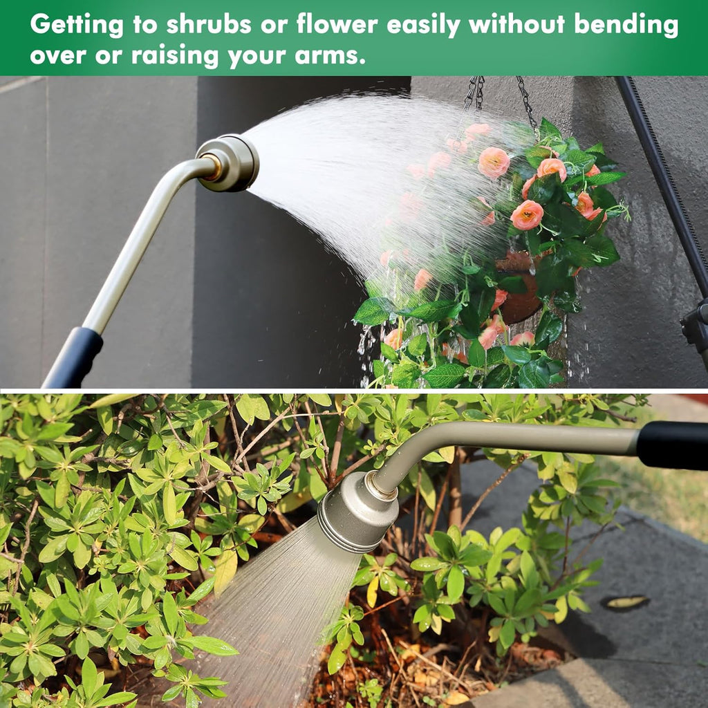 RESTMO Long Watering Wand, 24 Inches Gentle Soft Full Shower Sprayer Wand | Thumb Flow Control, Heavy Duty Metal Hose