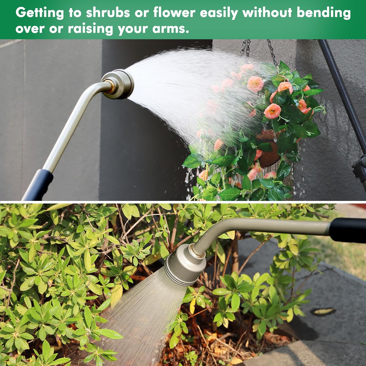 RESTMO Long Watering Wand, 24 Inches Gentle Soft Full Shower Sprayer Wand | Thumb Flow Control, Heavy Duty Metal Hose