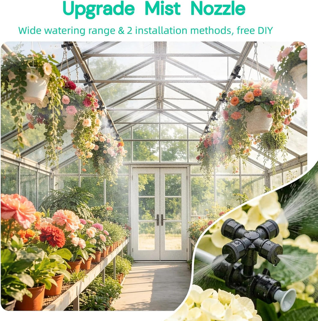240FT Drip Irrigation System Garden Watering System-Quick-Connect | 1/4" & 1/2" Fast-Lock Tubing, Adjustable Nozzles