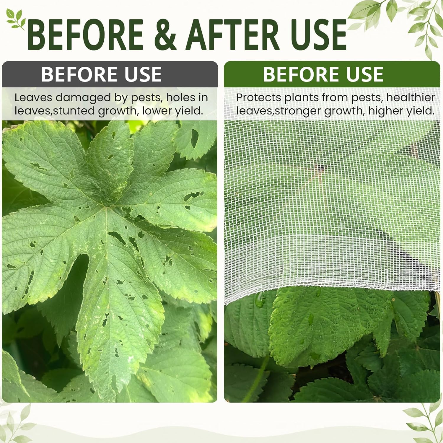Roll Packed 10x100FT Garden Netting, Fine Mesh Insect Barrier for Plants | Mosquito Bug Bird Animal Pest Barrier
