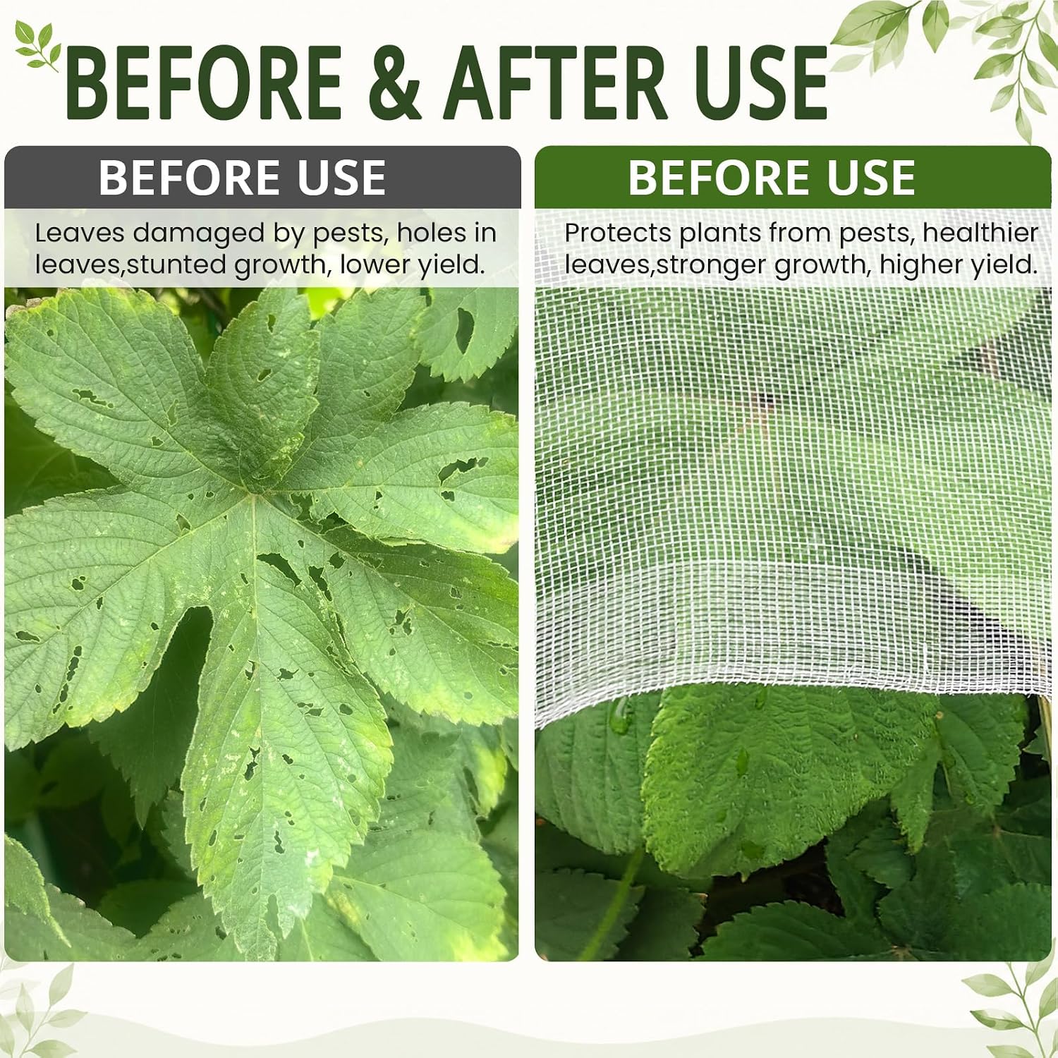 20x50Ft Garden Netting, Fine Mesh Insect Netting for Plant Protection | Mosquito Bug Bird Barrier Mesh Cover Insect