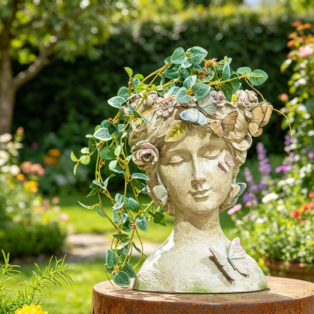 Face Flower Pot Head-Planters Succulent - 10 Inch Garden Resin Face Planter with Drainage Hole for Indoor and Outdoor