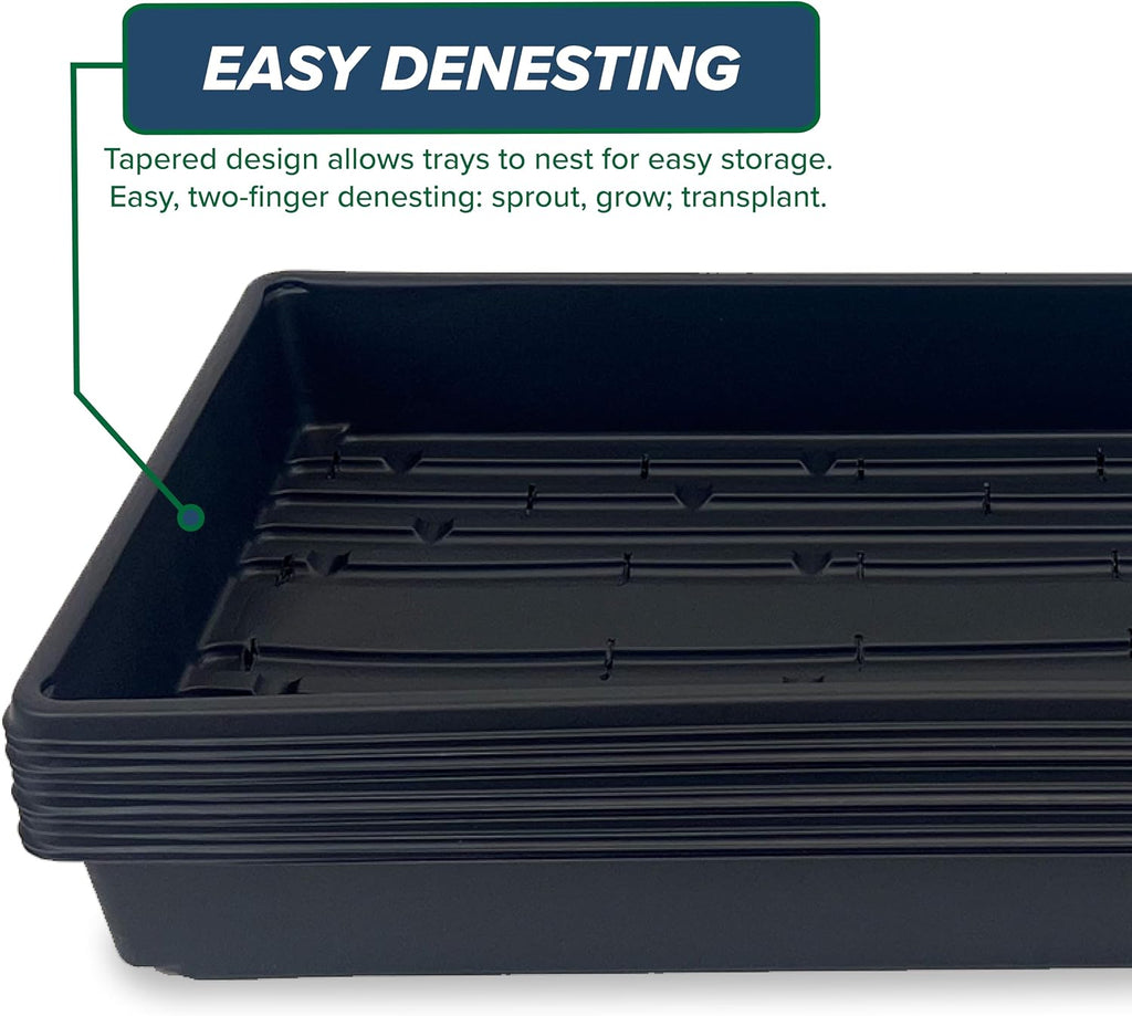 10 Plant Growing Trays (WITH Drain Holes) - 20" x 10" - Perfect Garden Seed Starter Grow Trays: For Seedlings, Indoor