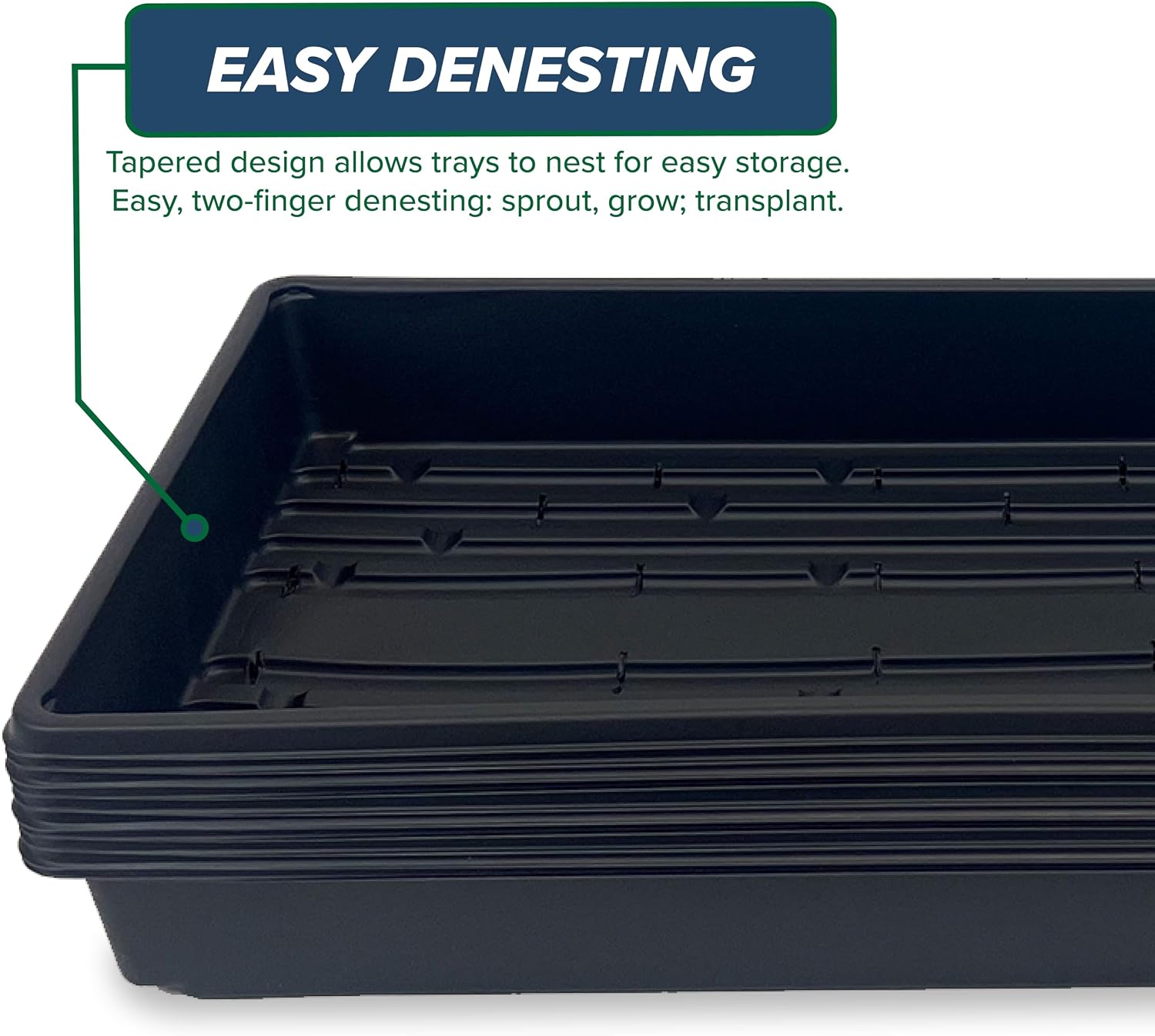 10 Plant Growing Trays (WITH Drain Holes) - 20" x 10" - Perfect Garden Seed Starter Grow Trays: For Seedlings, Indoor