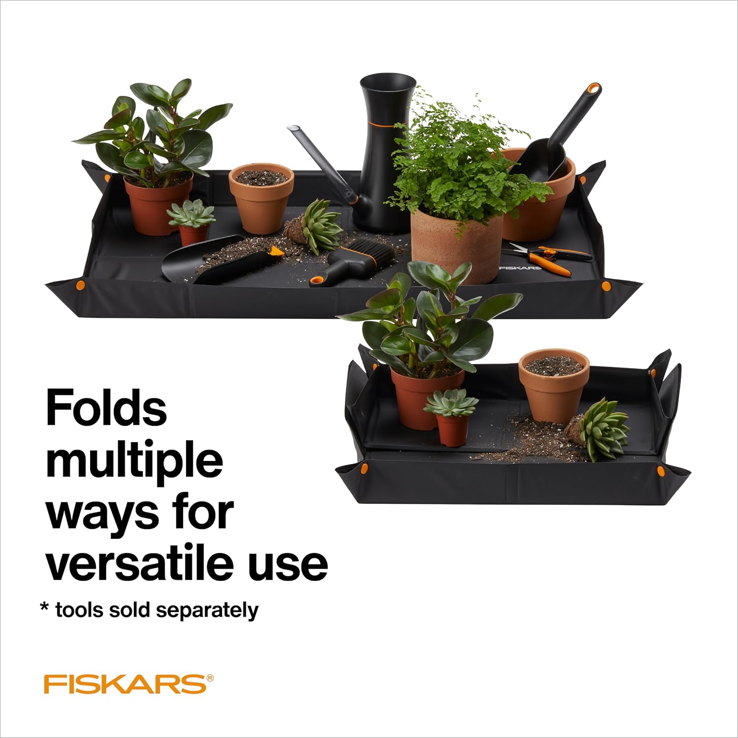 Fiskars 32.5" x 17.5" Large Repotting Mat for Indoor Garden Transplanting | Soil Mess Control, Foldable and Water