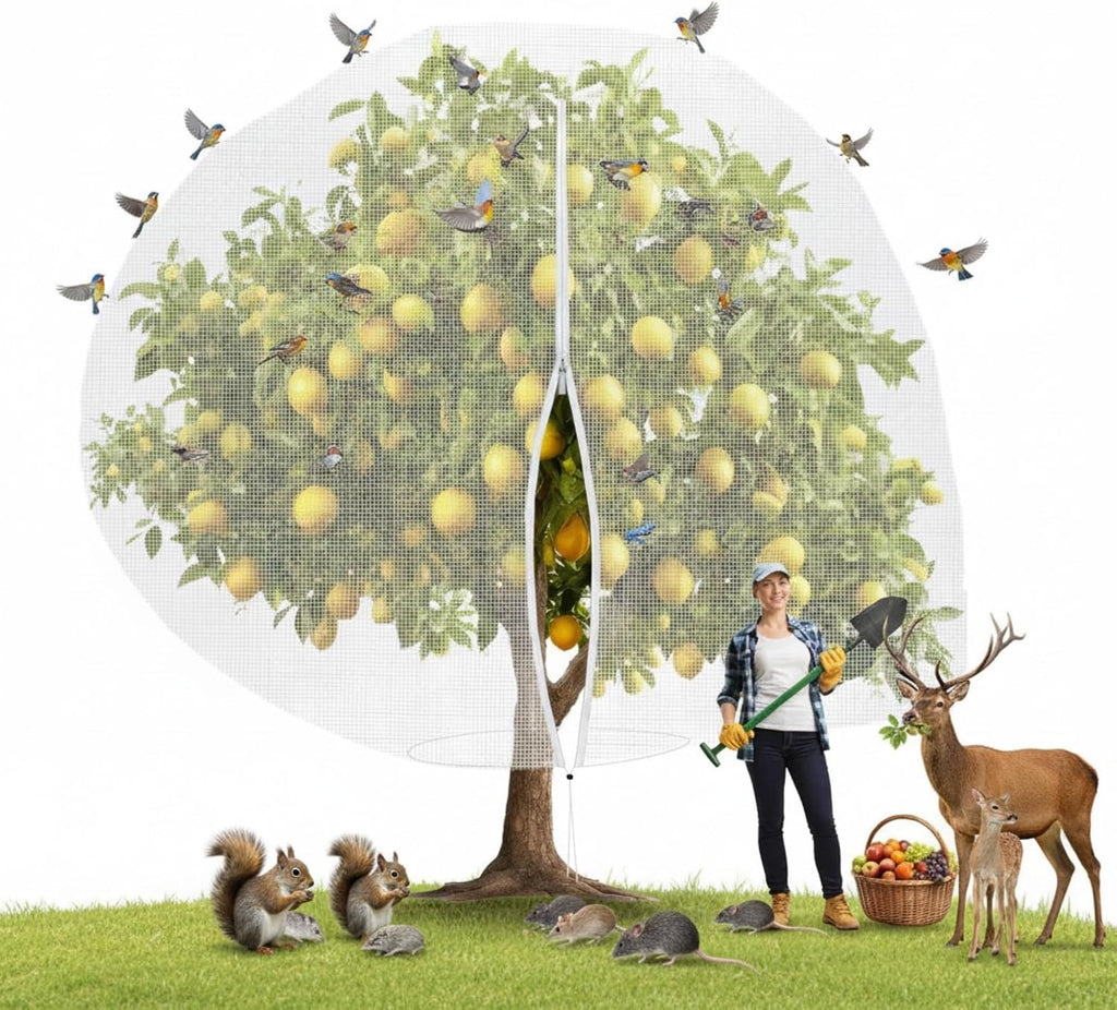 1 Pcs Large Fruit Tree Netting 10 X 14 Ft with Zipper Drawstring | Protect Fruit from Squirrels Birds Bug Deer & Rat