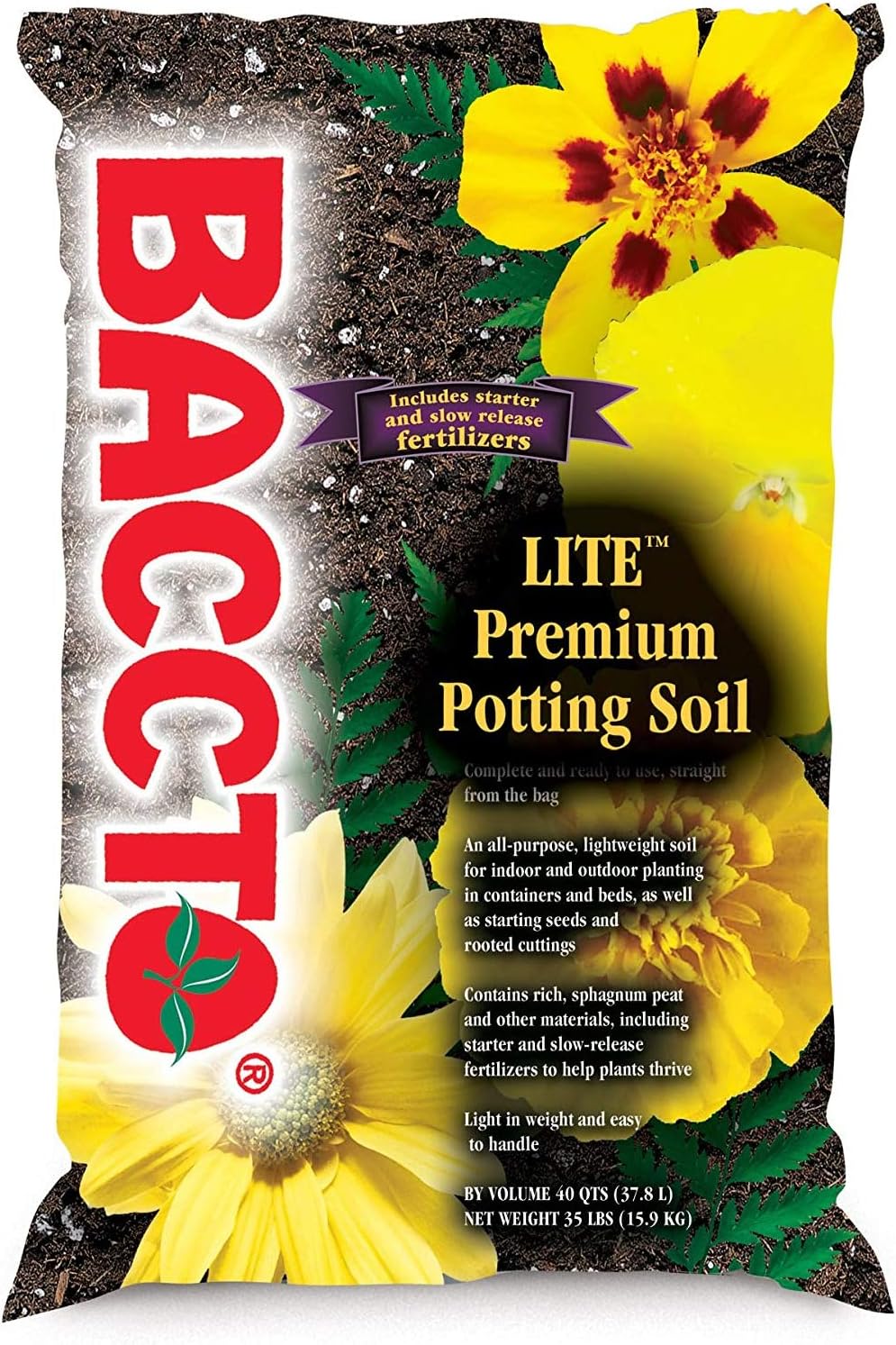 Michigan Peat 1440 Baccto Lite Premium Potting Soil for Gardening, Seed Starting, Propagation, and More, 40 Quart Bag
