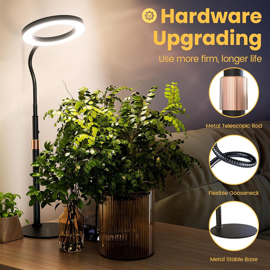 bseah Grow Light, LED Plant Light for Indoor Plants Growing, Full Spectrum Desk Grow Lamp with Pedestal, Automatic