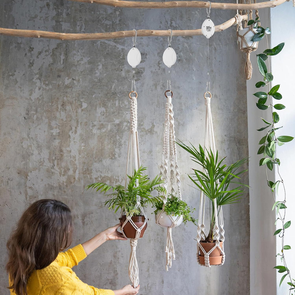 Plant Pulleys for Hanging Plants, Heavy Duty Retractable Hangers, 304 Stainless Steel Rope, Auto Plant Holder