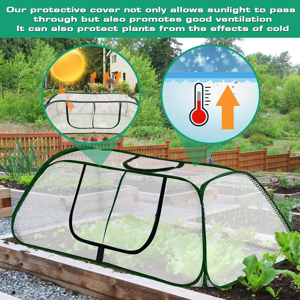 Garden Rows Accelerator Plants Cover-Garden Greenhouse with Roll-up Zipper Door,Thicker PE Cover for Indoor Outdoor
