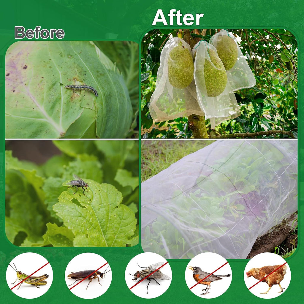 NONMON Garden Netting, 2 Pack 10x33FT Ultra Fine Mesh Insect Netting | Pest Barrier Protection Plant Row Cover Mosquito