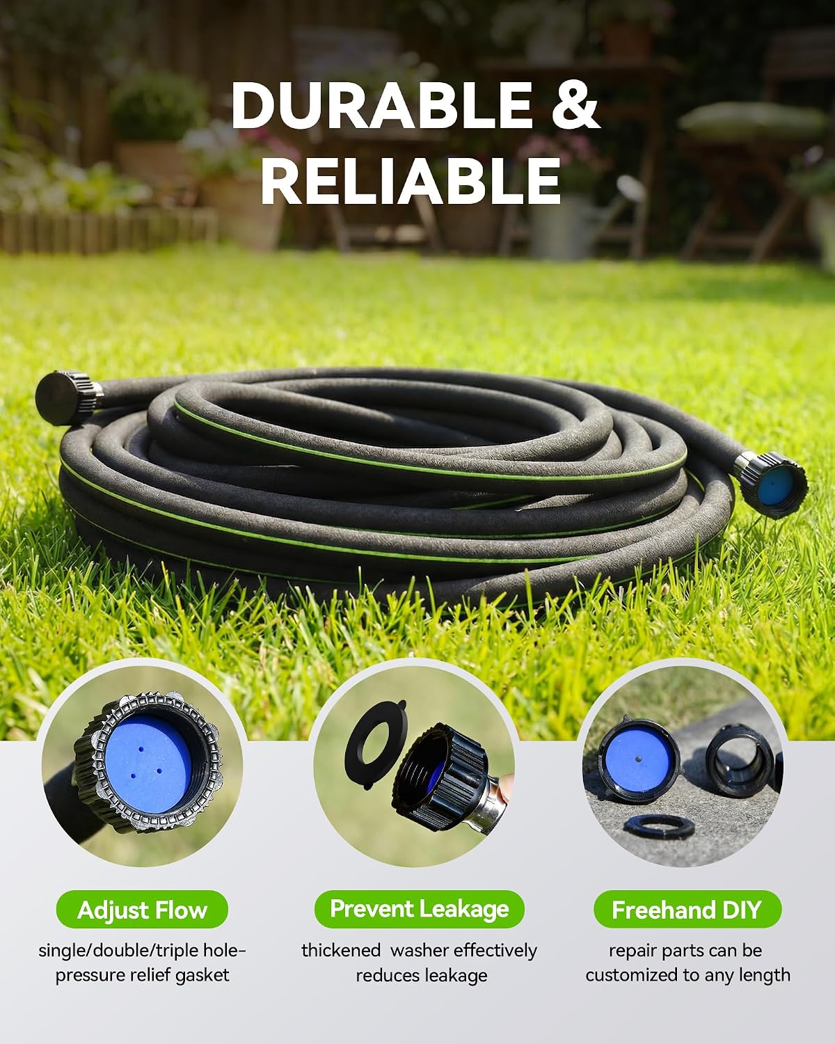 RAINPOINT 1/2'' Soaker Hose 50ft for Garden, Drip Irrigation Hose, Water Seeper Soaker Hoses for Foundation Watering