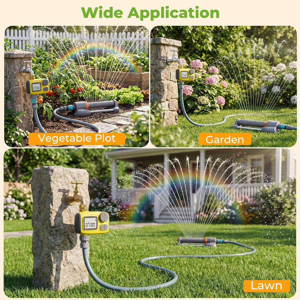 Oscillating Sprinkler with Smart Timer for Lawn and Garden Watering | Quick Setup, Covers up to 3000 Sq Ft, 33FT