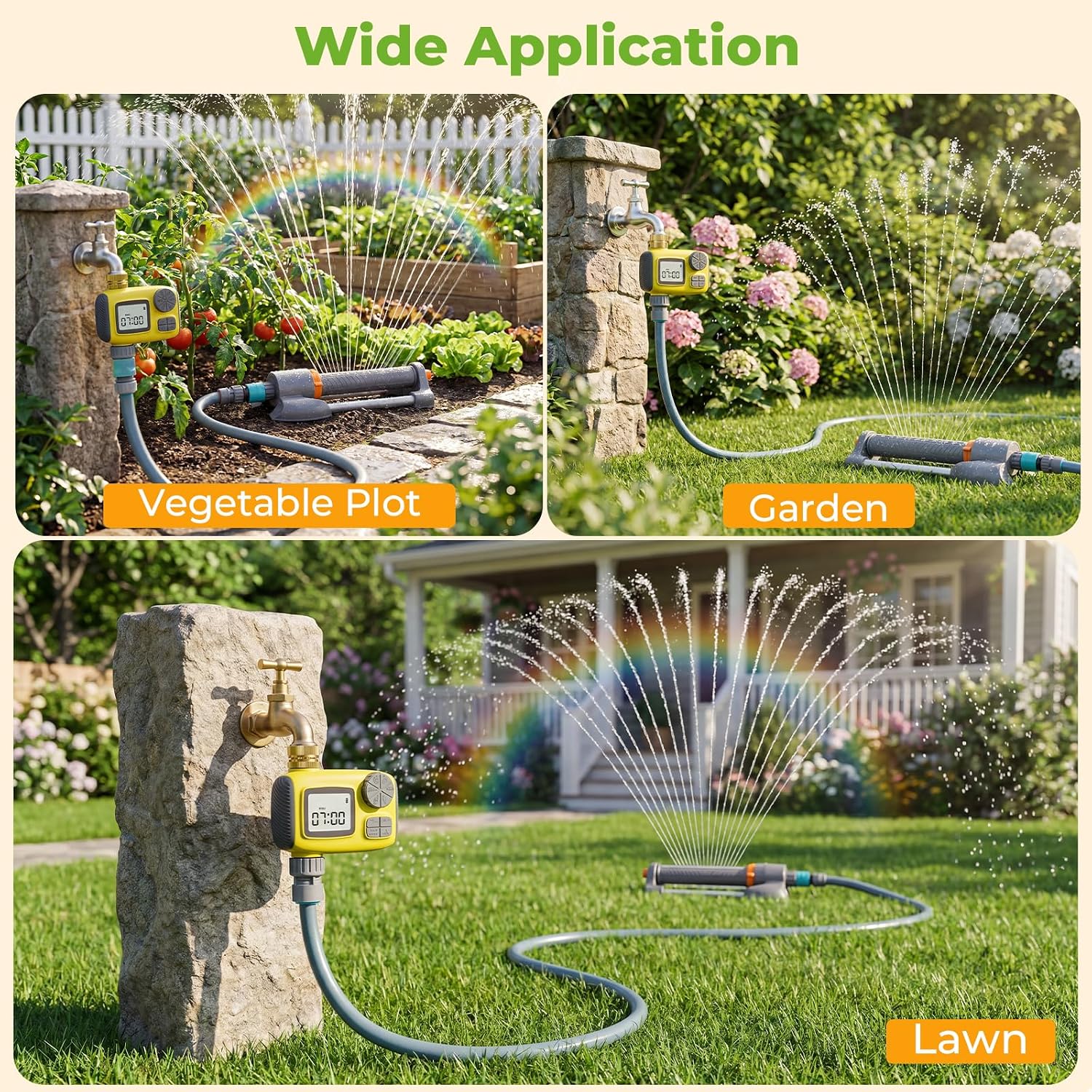 Oscillating Sprinkler with Smart Timer for Lawn and Garden Watering | Quick Setup, Covers up to 3000 Sq Ft, 33FT