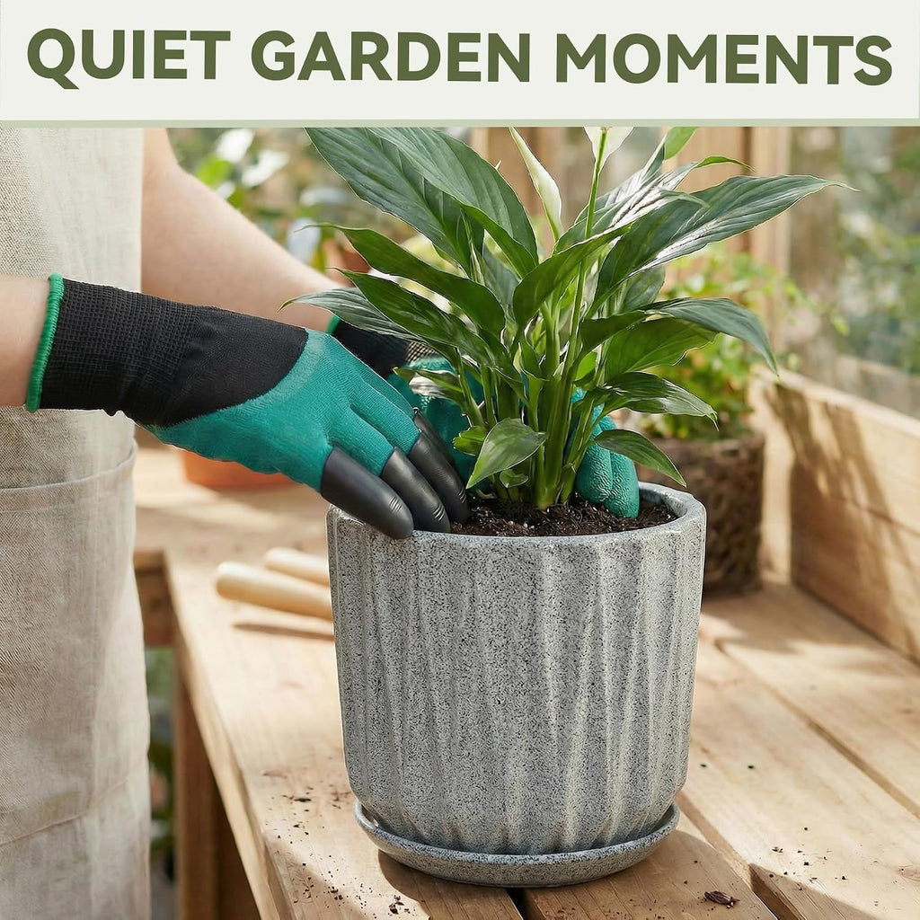 7.5 Inch Ceramic Planter Pot with Saucer Drainage Leak-Proof Mesh,Flower Pots for Indoor Plants with Gardening