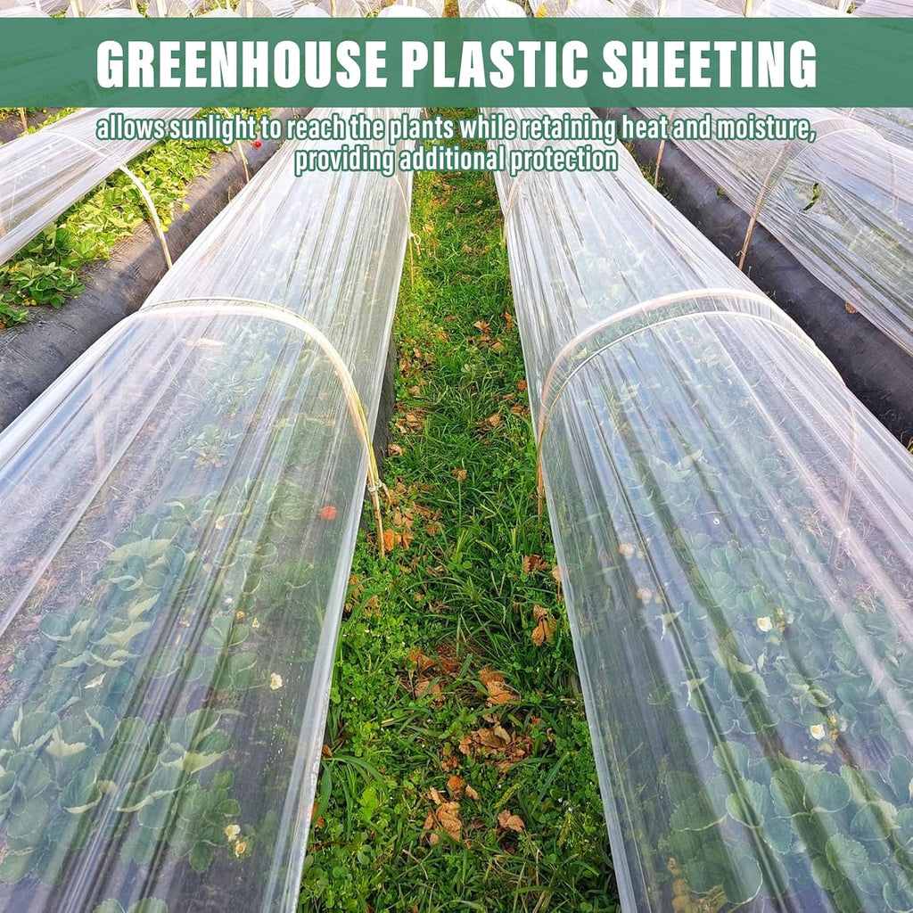 8 X 26 Ft Clear Plastic Plant Covers Freeze Protection- 6 Mil Winter Greenhouse Plastic Sheeting for Frost Water Sun