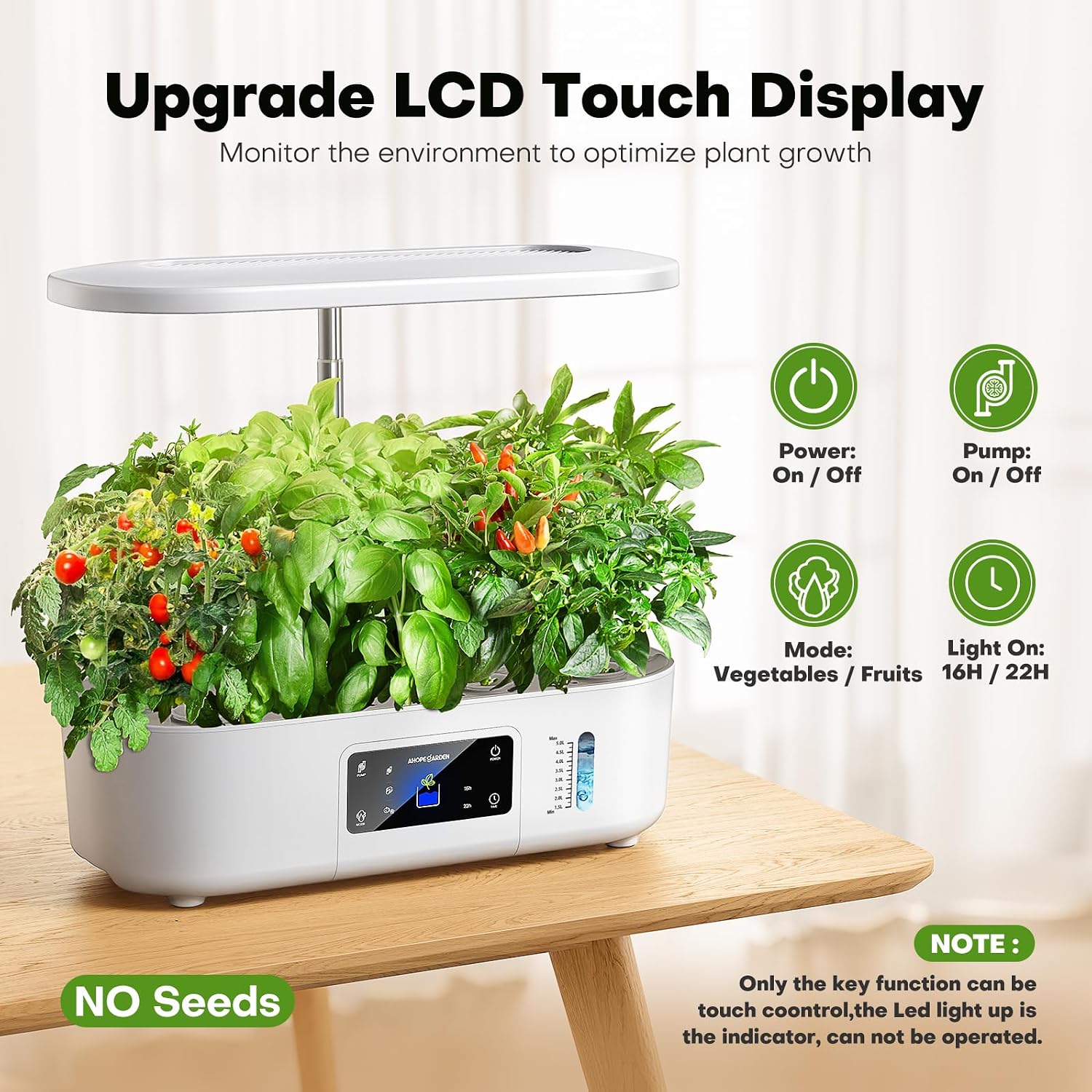 Ahopegarden Hydroponics Growing System: 12 Pods with Touch Control Panel | Indoor Herb Garden with Grow Light